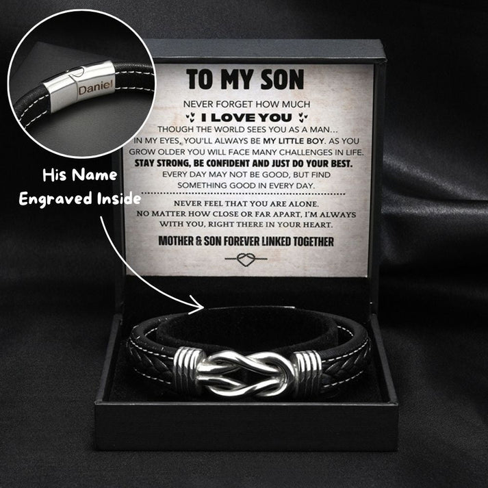 Gift for son - Infinity bracelet engraved with name